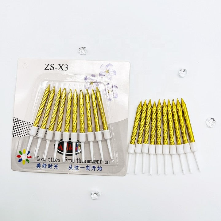 Twisted Candles Pack of 10 (Golden)
