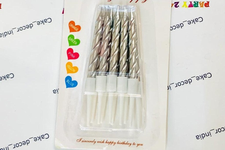 Twisted Candles Pack of 10 (Silver)