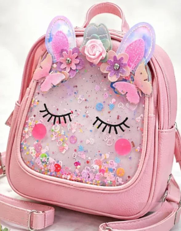 Unicorn Glitter Mini Backpack for Kids - Decorative 3D Unicorn Design - 4 Color Options - Pack of 1