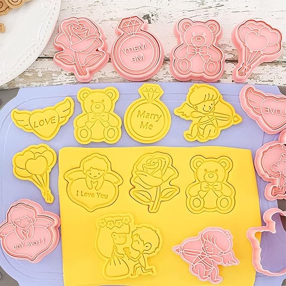 Valentine Theme Cookie Cutter & Embosser Set - 8 Piece - Pack of 1