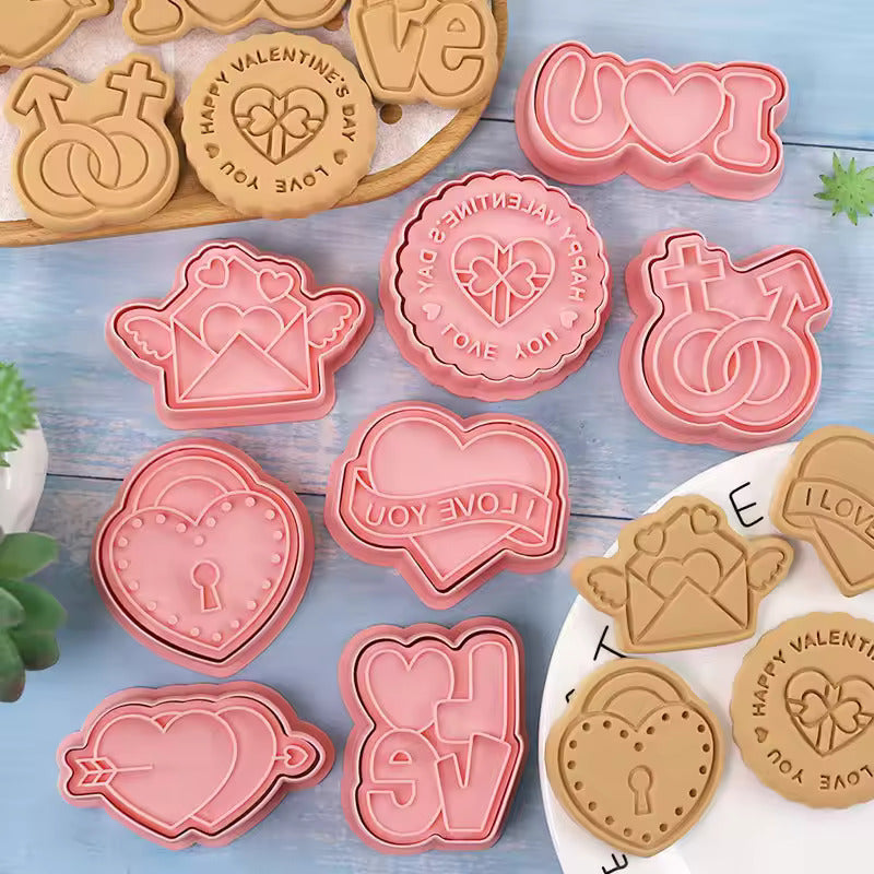 Valentine's Day Heart Cookie Cutter & Embosser Set - 8 Piece - Pack of 1