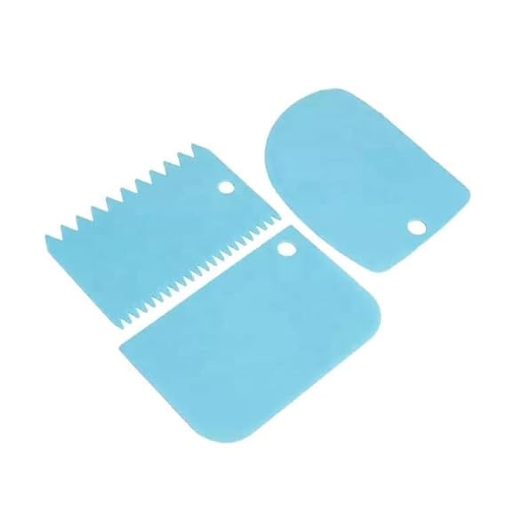 Versatile Plastic Dough Scrapers Set - 3 Pieces for Baking and Cooking