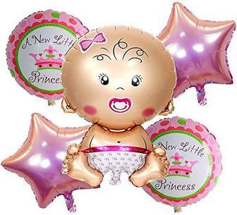 Welcome New Little Princess 5 Pcs Foil Balloon Set