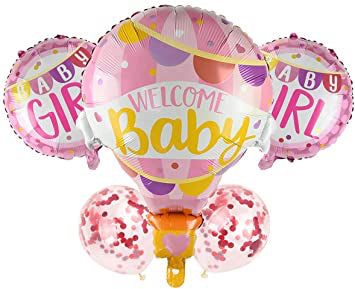 Welcome Baby Girl 5 Pcs Foil Balloon Set