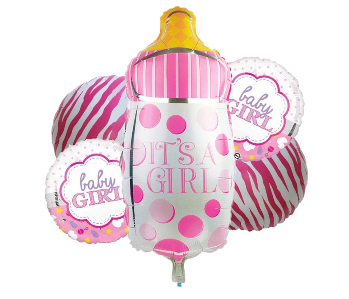 Welcome Girl 5 Pcs Foil Balloon Set (Bottle)