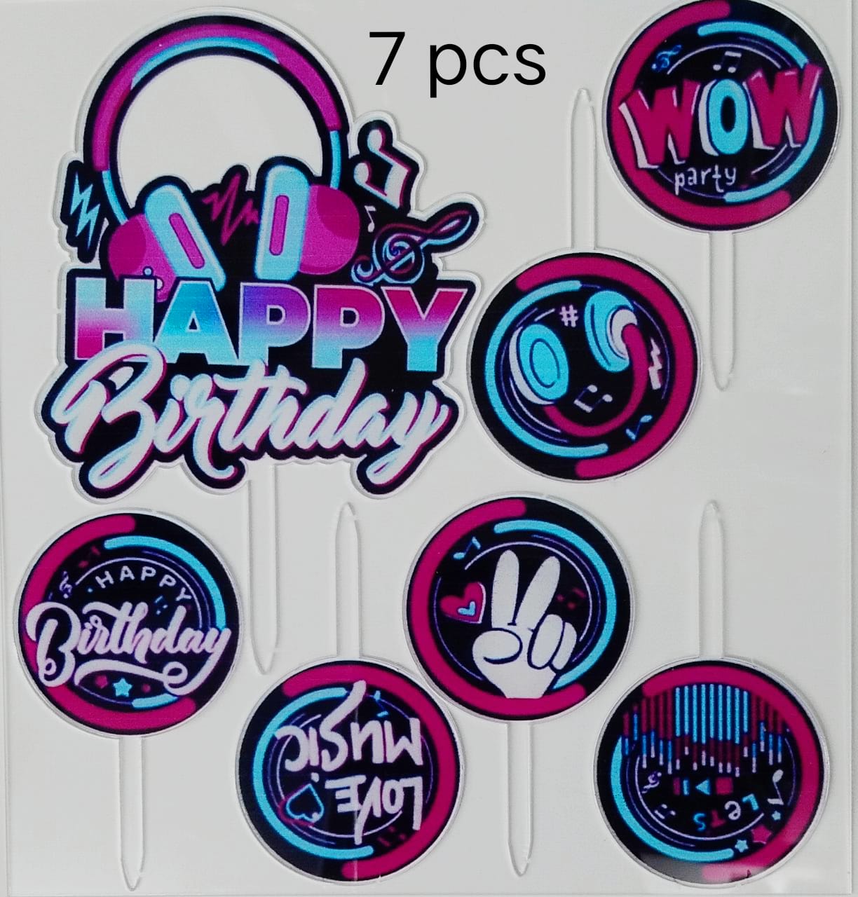 Wow Party Theme Acrylic Topper Set