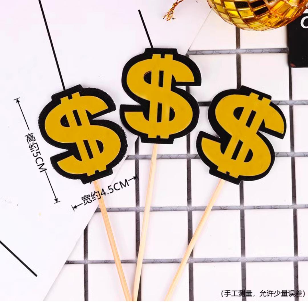 $ Sign Cake Topper Hamper Decoration Pkt of 10 Sticks